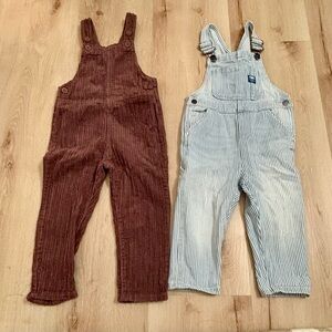 Zara Kids Corduroy and Striped Overalls Set